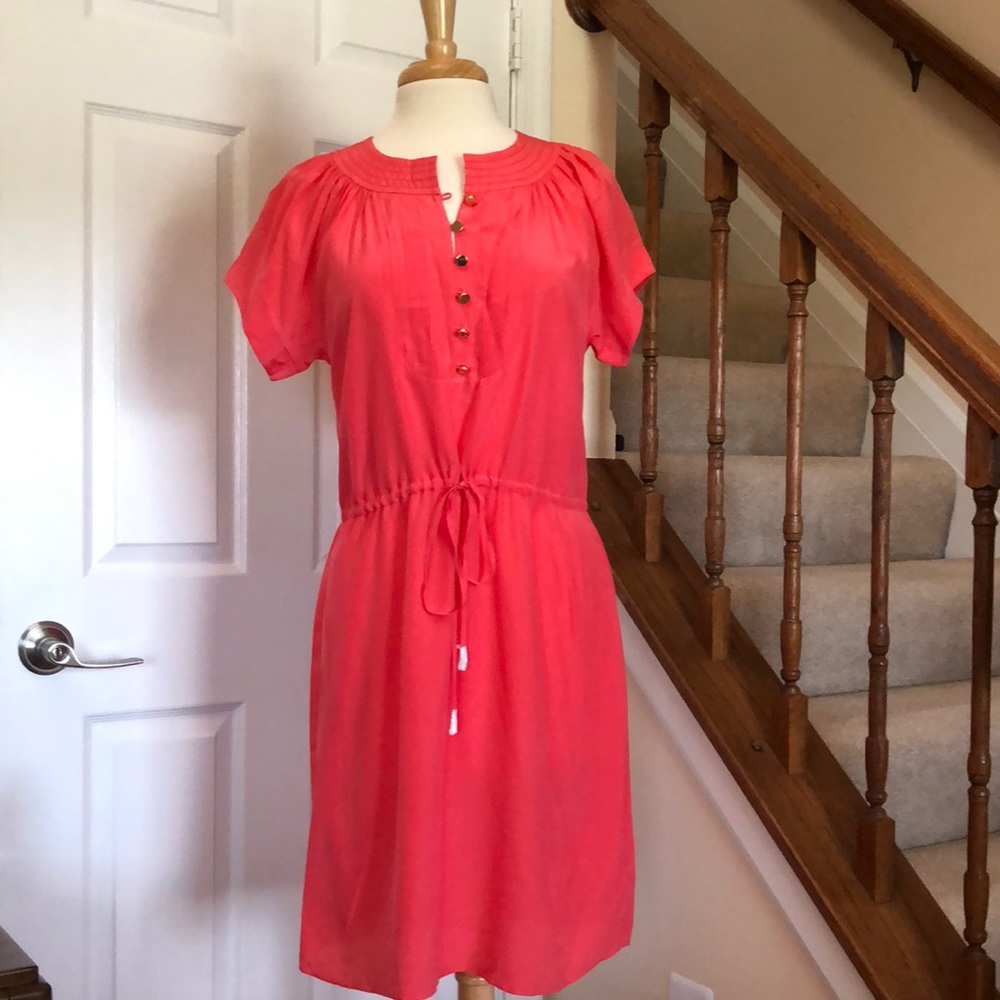Kate spade watermelon pintuck silk dress - Picture 1 of 10